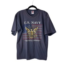 US Navy  This We&#39;ll Defend, Eagle - Flag Men&#39;s Blue Bayside Brand T-shirt Large - £8.27 GBP