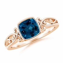 Authenticity Guarantee 
Angara Natural 6mm London Blue Topaz Ring in 14K Rose... - £405.12 GBP