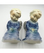 Vintage Ceramic Angel 6.5&quot; Figurines Pair Kneeling Praying Hands Wall Po... - £22.96 GBP