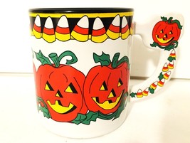 Flowers, Inc. Balloons Halloween Mug Pumpkins &amp; Candy Corn Susan Burger 1994 EUC - £8.65 GBP