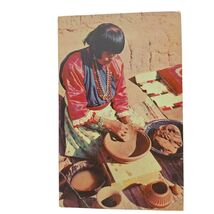 Postcard Pueblo Indian Pottery Maker At Work New Mexico Chrome Unposted - $6.89 CAD