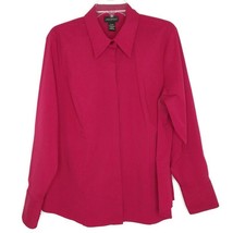 Lane Bryant Womens Blouse Size 14/16 Long Sleeve Hidden Button Front Solid Red - £16.00 GBP