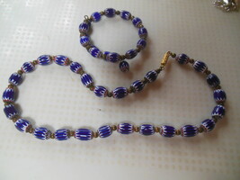 Vintage Polished 6-Layer Chevron Trade Bead Necklace and Wrap Bracelet - $247.50
