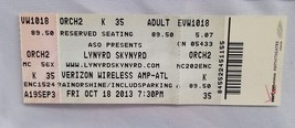 LYNYRD SKYNYRD - ORIGINAL 2013 UNUSED WHOLE FULL CONCERT TICKET - $15.00