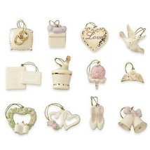 Lenox Wedding Miniature Tree Ornaments Set 12 Bridal Bouquet Dove Heart Bell NEW - £120.68 GBP