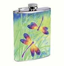 Dragonfly Whimsy 8oz Stainless Steel Hip Flask Drinking Whiskey Liquor y2k - $14.80