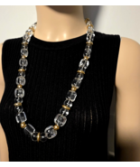 Vintage~ TRIFARI ~ 1970s  Clear Lucite Cube Beaded Gold Tone Necklace - $101.71 CAD