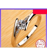 Never Fade White Tibetan Silver Rings for Women Round Zircon Crystal Rin... - £11.95 GBP