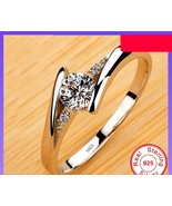 Never Fade White Tibetan Silver Rings for Women Round Zircon Crystal Rin... - £11.95 GBP