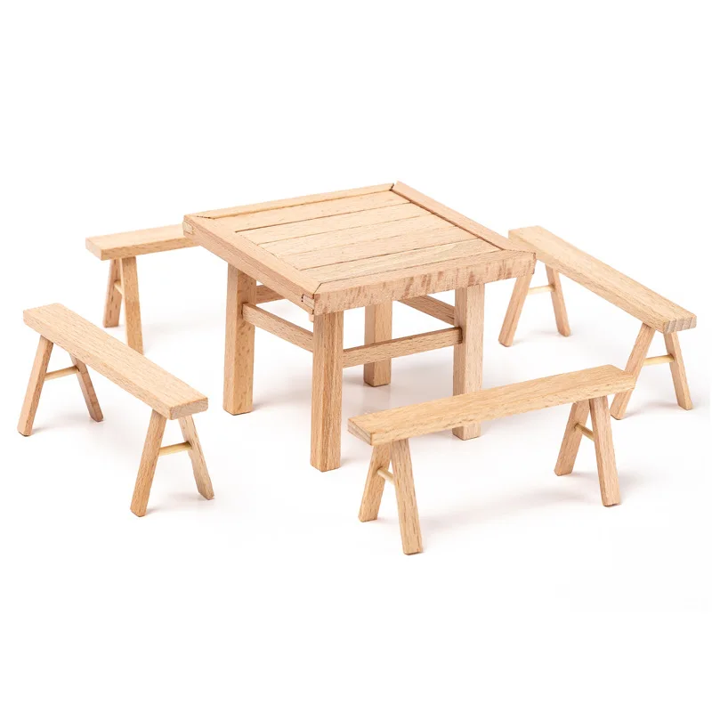 Wooden Desk Chair Set DIY Assemble IQ Puzzles Model Building Blocks Luban Lock - £12.29 GBP