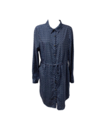 Maison Jules Womens Shirt Dress Blue White Polka Dot Collared Long Sleeve L - £19.86 GBP