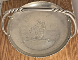 B. W. BUENILUM  Vintage Aluminum Grape Design Serving Tray Twisted Handl... - $21.15 CAD