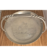 B. W. BUENILUM  Vintage Aluminum Grape Design Serving Tray Twisted Handl... - $21.15 CAD