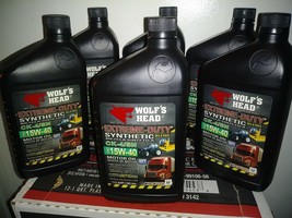 6 Quart Wolf&#39;s Head Motor Oil Synthetic Blend 15W-40 Hd Diesel Gasoline Engine - $54.44