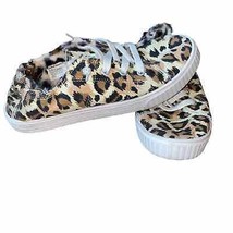 Madden Girl Marisa Faux Fur Lined Cheetah Print Canvas Laced Sneakers size 8.5 - £22.30 GBP