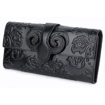 floral women wallets leather long womens leather purses large female wallet real - £42.37 GBP