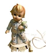 Girl In Pajamas Teddy Bear Figurine Nightlight Lamp By Aladdin Giftware 7” - $18.51