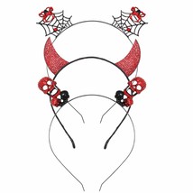 Halloween Headbands Sparkly Spider Web Headband Rhinestone Devil Horns Ear Headb - £18.78 GBP