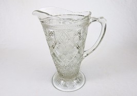 Vintage Glass Water Pitcher, Indiana Glass, Starred Cosmos Pattern, Circa 1910 - $88.15