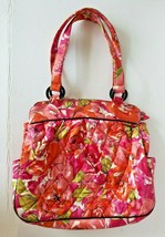Vera Bradley Silk Bright pink rose floral handbag Purse HTF Larger Bag U85/4 - £39.95 GBP