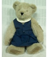 Vermont Teddy Bear Company TAN BEAR IN BLUE DRESS 17&quot; Plush STUFFED ANIM... - $54.16 CAD