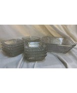 Vintage Square Hobnail Cut Glass Serving Bowl &amp; 12 Dip Bowls. NEEDS SHIP... - $44.96