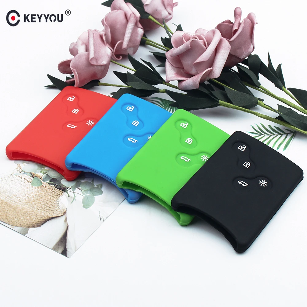 KEYYOU 4 Buttons Remote Silicone Rubber Car Key Case Cover For Renault Clio - $11.50