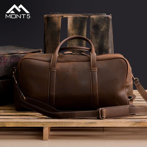 Primary image for LE Vintage Brown Leather Carry On Duffel