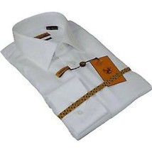Mens ENZO Egyptian Soft Cotton Dress Shirt Barrel Cuff Wrinkle Free 61101 White image 2