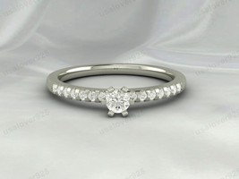 CZ Diamond Stone Unique Solitaire Ring, 925 Sterling Silver Handmade Jew... - £39.95 GBP