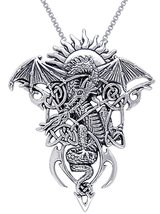 Jewelry Trends Sterling Silver Celtic Knotwork Fire Dragon Pendant Necklace 18&quot; - £56.65 GBP