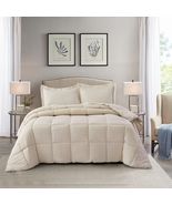 Comforter Quilt Bedding Set Queen 3 Piece Microfiber Reversible Beige 2 ... - $108.90