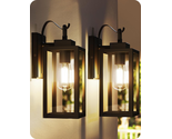 2-Pack Outdoor Wall Sconces, Waterproof &amp; Anti-Rust, Glass Shades, Black - £51.29 GBP