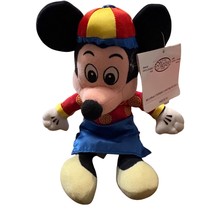 Disney Mickey Mouse Plush In Traditional Chinese Outfit 12&quot; Red &amp; Blue S... - $17.28