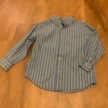 Size Medium 7-8 The Children&#39;s Place Blue White Striped Button Down Dress Shirt - £12.55 GBP