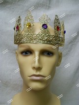 Fancy Gold Jewel Filigree Crown Renaissance Biblical Christmas Royal Pri... - $27.08 CAD