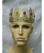 Fancy Gold Jewel Filigree Crown Renaissance Biblical Christmas Royal Pri... - $27.08 CAD