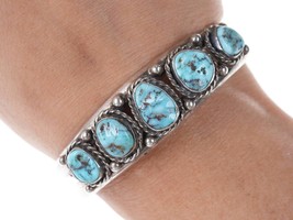 Vintage Native American Sterling with turquoise cuff bracelet e - £217.12 GBP
