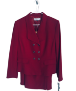 Tahari ASL Two Piece Skirt Suit Winson Red Career Silver Buttons Size 16... - £119.89 GBP