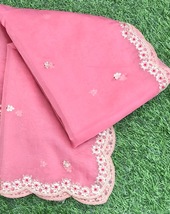 Pink & Golg Embroidered Organza Dupatta For Women, Occasion Wear, Veil DP2008 - £26.57 GBP