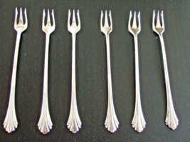 6 ONEIDA COMMUNITY CUBE OYSTER COCKTAIL FORKS 1985 Enchantment SILVERPLATE - £25.34 GBP