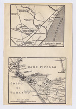 1900 Antique Map Of City Of Taranto / Apulia / Italy - $26.01