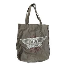 Aerosmith Classic Rock Canvas Tote Bag Gray Graphic Shopper - $19.80