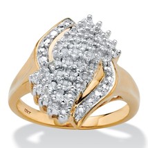 PalmBeach Jewelry Round Diamond Solid 10k Gold Cluster Bypass Ring - £358.40 GBP