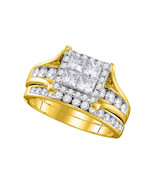 14k Yellow Gold Princess Diamond Bridal Wedding Engagement Ring Set 1-1/... - $3,149.48 CAD