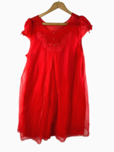 Vintage 1960s Nightgown Gaymode Pennys Red Lingerie Babydoll Medium Nightie - £74.59 GBP