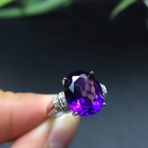 Natural amethyst ring, 925 silver, 5 carat gemstone, authentic color, clean - £40.71 GBP