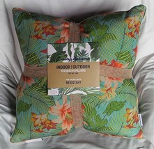 NEW TOMMY BAHAMA 2 Floral Orange Outdoor Throw Pillows Fade &amp; Water Resistant - £71.21 GBP