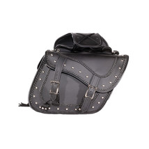 Slanted Black Concealed Carry Braided Plain Saddlebags with Studs - $110.50