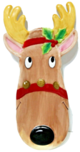 Fitz and Floyd Rudolph Serving Tray Snack Therapy 14&quot; x 4 1/2&quot; Hand Painted - $14.01